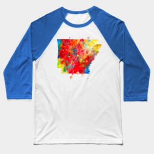 Arkansas State Watercolor Map Painting Baseball T-Shirt